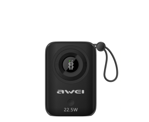 POWER BANK AWEI P23K 22,5W COM BATERIA DE LONGA DURAÇÃO 10000MAH PRETO
