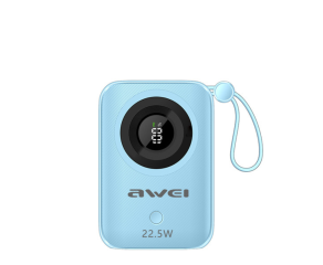 POWER BANK AWEI P23K 22,5W COM BATERIA DE LONGA DURAÇÃO 10000MAH AZUL