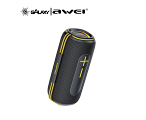 CAIXA DE SOM BLUETOOTH AWEI KA5 20W RGB COM BATERIA DE LONGA DURAÇÃO PRETO E AMARELO