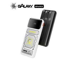 POWER BANK AWEI P77K 22,5W COM CABO INTEGRADO 10000MAH PRETO