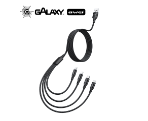 CABO DE DADOS E CARREGAMENTO AWEI CL-129 4 EM 1 MULTI ENTRADAS PRETO