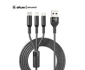CABO DE DADOS E CARREGAMENTO AWEI CL-972 3 EM 1 LIGHTNING/ TYPE-C/ MICRO USB PRETO