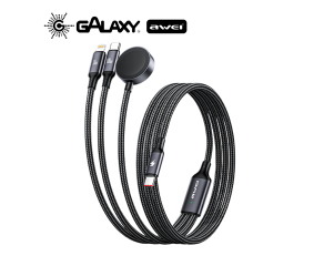 CABO DE DADOS E CARREGAMENTO AWEI W23 3 EM 1 LIGHTNING/ TYPE-C/ INDUCAO BRANCO