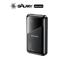 POWER BANK AWEI P64K 22,5W COM PROTEÇÃO ANTI-CURTO 10000MAH PRETO