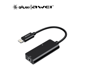 ADAPTADOR PARA AUDIO E CARREGAMENTO AWEI CL-121 2 EM 1 LIGHTNING PRETO