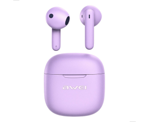 Fone bluetooth T68 ENC IPX6 com graves profundos Awei Lilas