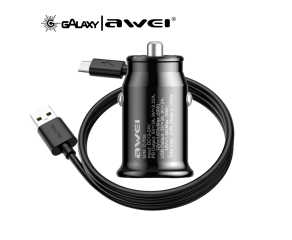 CARREGADOR VEICULAR AWEI C-706 20W USB-A / TYPE-C PRETO