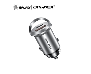 CARREGADOR VEICULAR AWEI C-708 PD 45W – USB-A + USB-C COM CARREGAMENTO RÁPIDO PRETO
