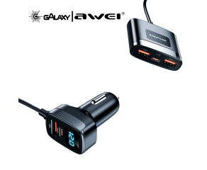CARREGADOR VEICULAR AWEI C-853 USB-A / TYPE-C PRETO