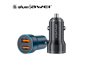 CARREGADOR VEICULAR AWEI C-855 12W DUPLO USB PRETO