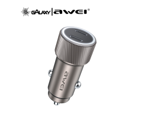 CARREGADOR VEICULAR AWEI C-857 33W USB-A / TYPE-C MARROM