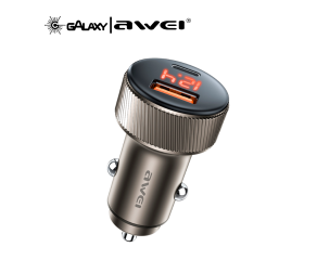 CARREGADOR VEICULAR AWEI C-859 30W USB-A / TYPE-C MARROM