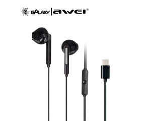 FONE DE OUVIDO COM FIO AWEI PC-7T TYPE-C PRETO