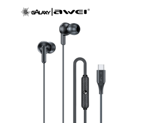 FONE DE OUVIDO COM FIO AWEI PC-25T TYPE-C PRETO