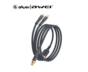 CABO DE DADOS E CARREGAMENTO AWEI CL-231 2 EM 1 TYPE-C E LIGHTNING PRETO