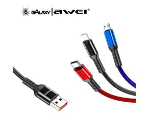 CABO DE DADOS E CARREGAMENTO AWEI CL-971 3 EM 1 PRETO