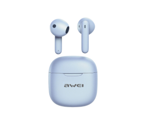 Fone de ouvido bluetooth T68 com cancelamento de ruido ativo ENC som claro e Conforto AWEI Azul