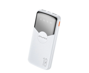 POWER BANK AWEI P32K COM DISPLAY DIGITAL 10000MAH BRANCO