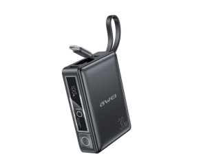 POWER BANK AWEI P87K 30W COM DISPLAY DIGITAL 10000MAH PRETO
