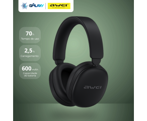 HEADSET BLUETOOTH 5.4 AWEI AT7 COM HIFI DE ALTA PERFORMANCE PRETO