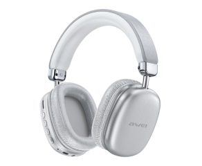 Headset bluetooth  AT7 prata audio HiFi, conforto e bateria de longa duração