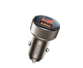 Carregador veicular Awei C-859 30W USB-A + type-C PD/QC design premium marrom