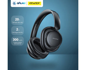 HEADSET BLUETOOTH AWEI A996 PRO COM CANCELAMENTO DE RUÍDO BATERIA DE LONGA DURAÇÃO PRETO