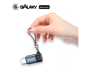 MINI ADAPTADOR AWEI A12 LIGHTNING PARA TYPE-C CINZA