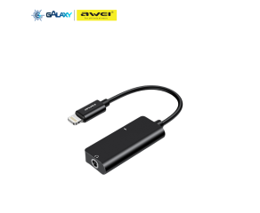 ADAPTADOR PARA AUDIO E CARREGAMENTO AWEI CL-121 2 EM 1 LIGHTNING PRETO