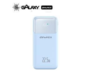 POWER BANK AWEI P106K 22,5W COM 2 CABOS INTEGRADOS 10000MAH AZUL