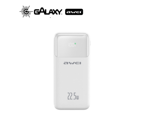POWER BANK AWEI P106K 22,5W COM 2 CABOS INTEGRADOS 10000MAH BRANCO