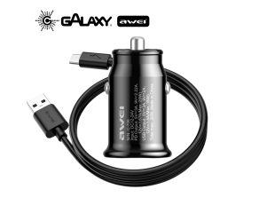 CARREGADOR VEICULAR AWEI C-706 20W USB-A / TYPE-C PRETO