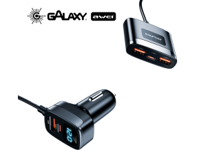 CARREGADOR VEICULAR AWEI C-853 USB-A / TYPE-C PRETO