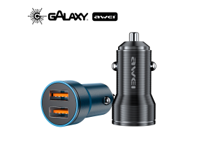 CARREGADOR VEICULAR AWEI C-855 12W DUPLO USB PRETO