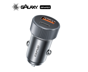 CARREGADOR VEICULAR AWEI C-857 33W USB-A / TYPE-C MARROM
