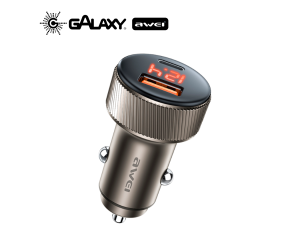 CARREGADOR VEICULAR AWEI C-859 30W USB-A / TYPE-C MARROM