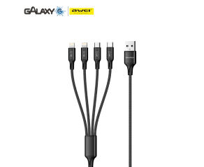 CABO DE DADOS E CARREGAMENTO AWEI CL-129 4 EM 1 MULTI ENTRADAS PRETO