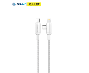 CABO DE DADOS E CARREGAMENTO AWEI CL-180 2 EM 1 TYPE-C E LIGHTNING BRANCO