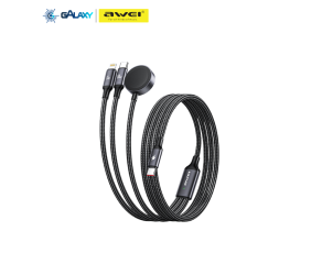 CABO DE DADOS E CARREGAMENTO AWEI W23 3 EM 1 LIGHTNING/ TYPE-C/ INDUCAO PRETO
