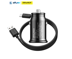 CARREGADOR VEICULAR AWEI C-706 20W USB-A / TYPE-C PRETO