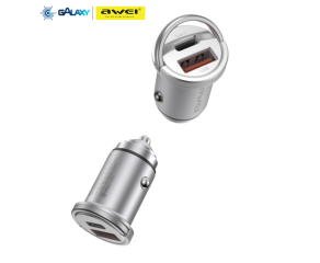 CARREGADOR VEICULAR AWEI C-708 PD 45W – USB-A + USB-C COM CARREGAMENTO RÁPIDO PRETO