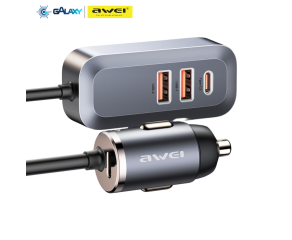 CARREGADOR VEICULAR AWEI C-835 100W 4 PORTAS USB CARREGAMENTO RÁPIDO CINZA