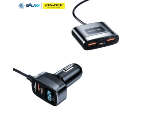 CARREGADOR VEICULAR AWEI C-853 USB-A / TYPE-C PRETO