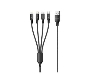 Cabo AWEI CL-129 4 em 1  USB-C + 2 lightning + micro USB fio reforcado 1,5m