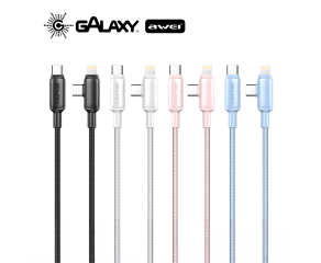CABO DE DADOS E CARREGAMENTO AWEI CL-180 2 EM 1 TYPE-C E LIGHTNING PRETO