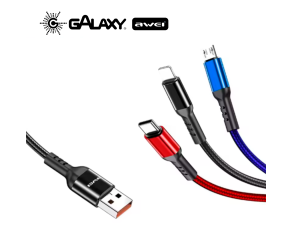 CABO DE DADOS E CARREGAMENTO AWEI CL-971 3 EM 1 PRETO