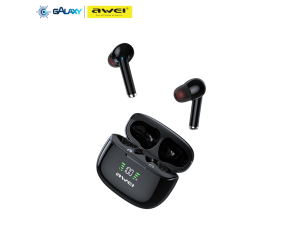 FONE DE OUVIDO BLUETOOTH AWEI TA8 TWS COM DISPLAY E CANCELAMENTO DE RUÍDO PRETO