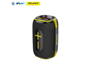CAIXA DE SOM BLUETOOTH 5.3 AWEI KA9 15W COM SUBWOOFER PRETO E AMARELO