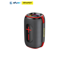 CAIXA DE SOM BLUETOOTH 5.3 AWEI KA9 15W COM SUBWOOFER PRETO E VERMELHO