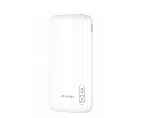 POWER BANK AWEI P20K COM DUPLA SAÍDA USB 10000MAH BRANCO
